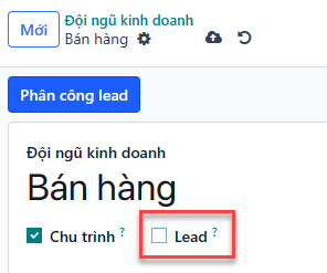 Menu Khách hàng tiềm năng trong ứng dụng CRM.