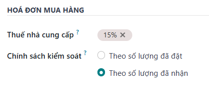 Trường Chính sách Kiểm soát trên biểu mẫu sản phẩm.