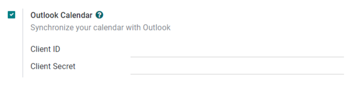 Tùy chọn "Lịch Outlook" được kích hoạt trong LeanSoft.