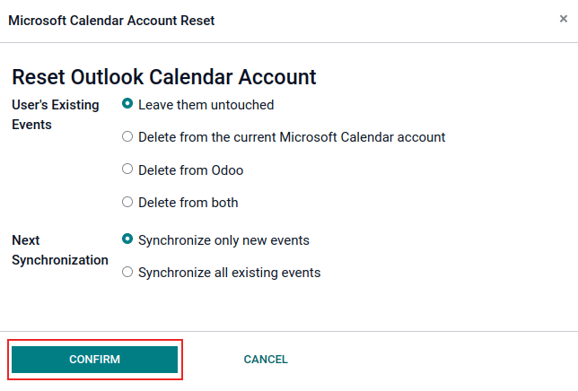 Các tùy chọn đặt lại lịch Outlook trong LeanSoft.